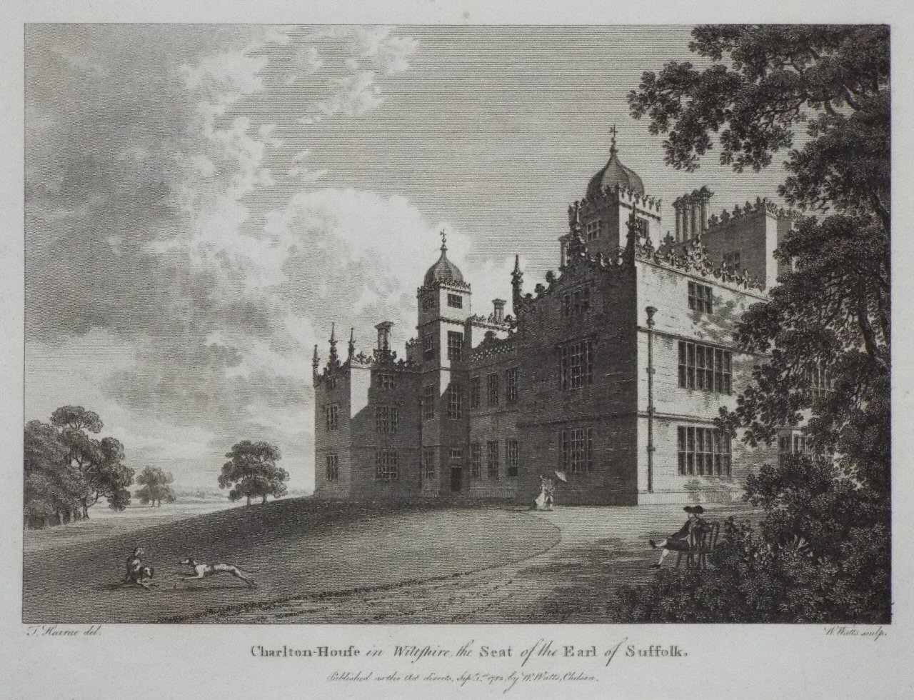 Print - Charlton House in Wiltshire, the seat of the Earl of Suffolk - Watts